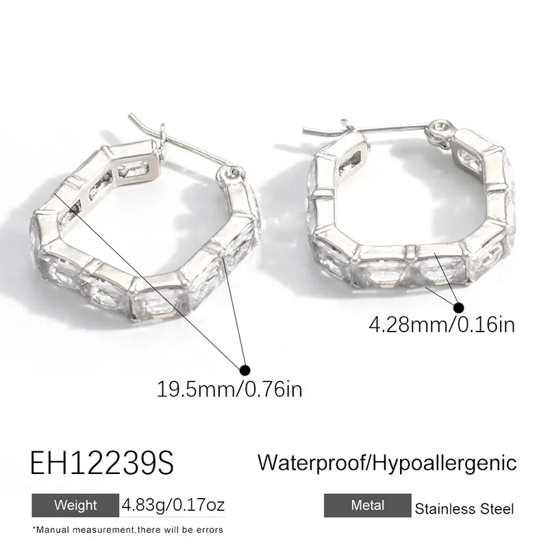 18K Gold Plated U-Shaped Bamboo Joint Zircon Inlaid Minimalist Fashion OL 304 Stainless Steel Earrings