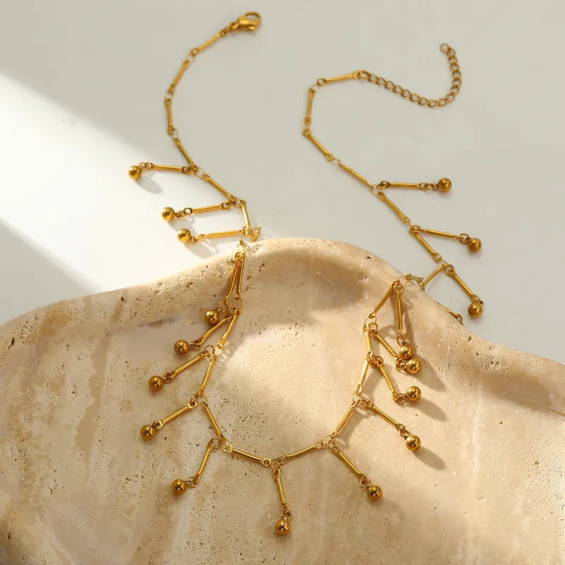 304 Stainless Steel Round Vacuum Electroplating (In Furnace) Plated 18K Real Gold Handmade Chain Lobster Clasp Women's Suitable Necklace