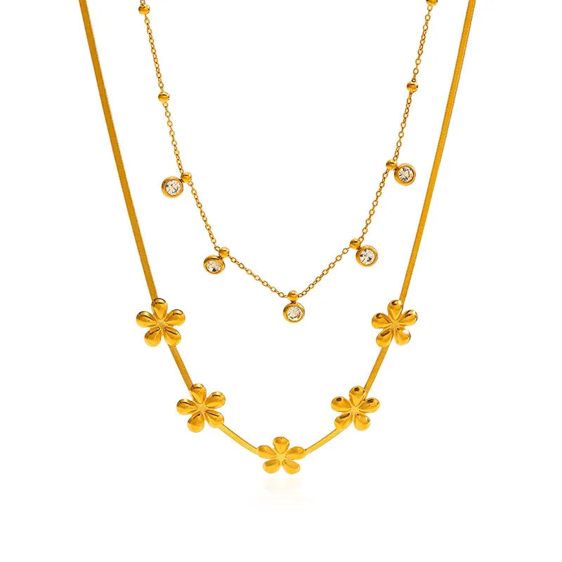 Bohemian Style Titanium Steel Necklace Gold Color Stainless Steel Sweater Chain Non-fading Luxury Layering Jewelry For Women