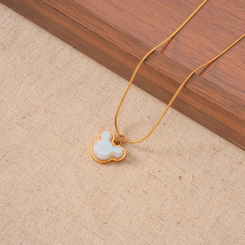 Geometric Vacuum Plating 304 Stainless Steel Plated 18K Real Gold Acrylic Waterproof Non-Fading Pendant Necklace For Women