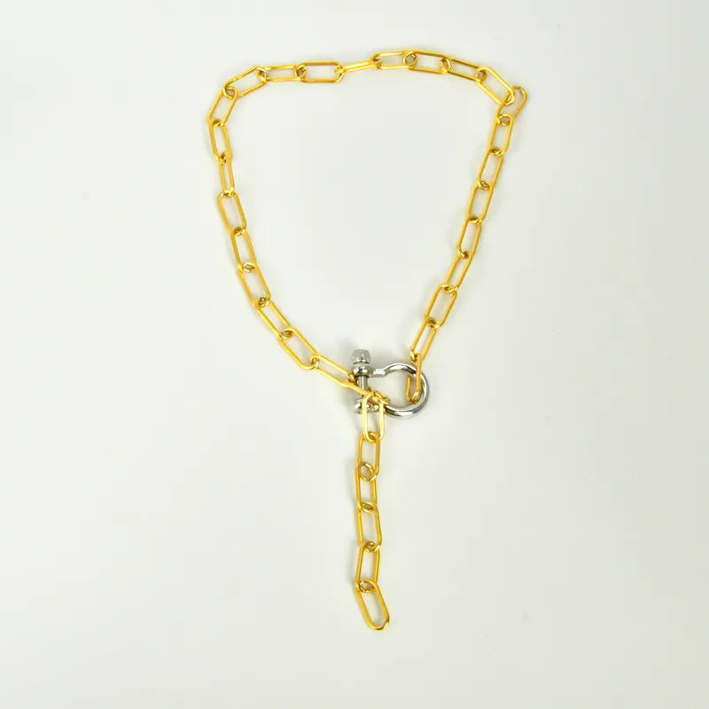 Minimalist Square Chain U-Shaped 304 Stainless Steel 18K Gold Plated Vacuum Electroplated Waterproof Non-Fading Women's Necklace