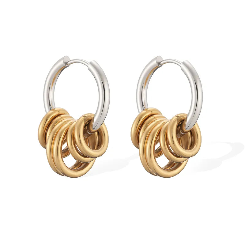 Vacuum Electroplating 18K Gold 304 Stainless Steel Color-Block Circle Earrings For Women High-End Hoop Earrings New