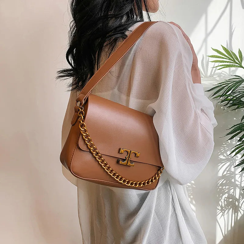 Women's Small PU Solid Color Streetwear Sewing Thread Square Flip Cover Square Bag