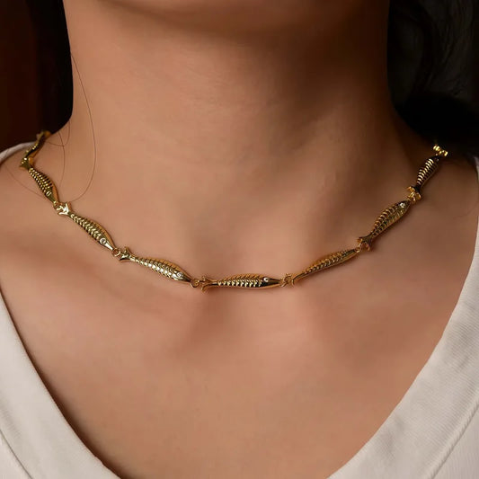 18K Gold Plated Adjustable Fishbone Necklace Enamel Drip Colorful Jewelry Collarbone Chain Crystal Inlaid Copper