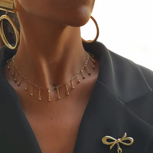 304 Stainless Steel Round Vacuum Electroplating (In Furnace) Plated 18K Real Gold Handmade Chain Lobster Clasp Women's Suitable Necklace