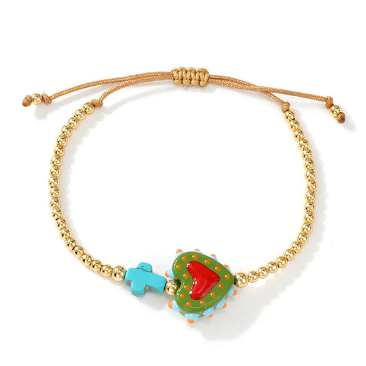 Heart-shaped Bracelet, Adjustable With Gold Beads And Rope Woven Design, Fashionable And Simple Style, Suitable For Women On Travel, Parties, Graduations, Proms, And Festivals