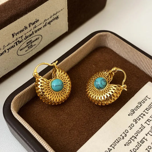 Hollow Tiger Eye Stone Earrings Fashion Jewelry Accessories