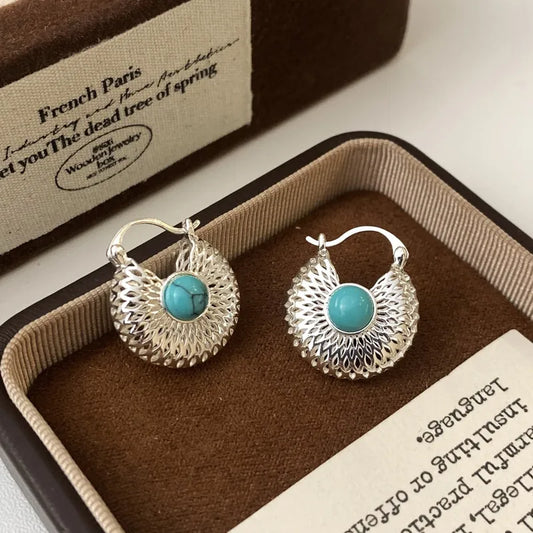 Hollow Tiger Eye Stone Earrings Fashion Jewelry Accessories