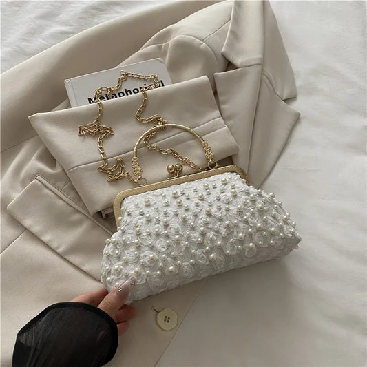 Pearl Clasp Women's Bag New Sweet Style Cheongsam Evening Bag Holiday Fashion Chain Shoulder Crossbody Bag