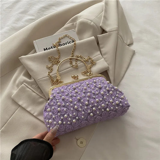 Pearl Clasp Women's Bag New Sweet Style Cheongsam Evening Bag Holiday Fashion Chain Shoulder Crossbody Bag
