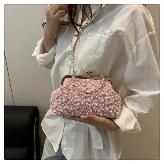 Pearl Clasp Women's Bag New Sweet Style Cheongsam Evening Bag Holiday Fashion Chain Shoulder Crossbody Bag