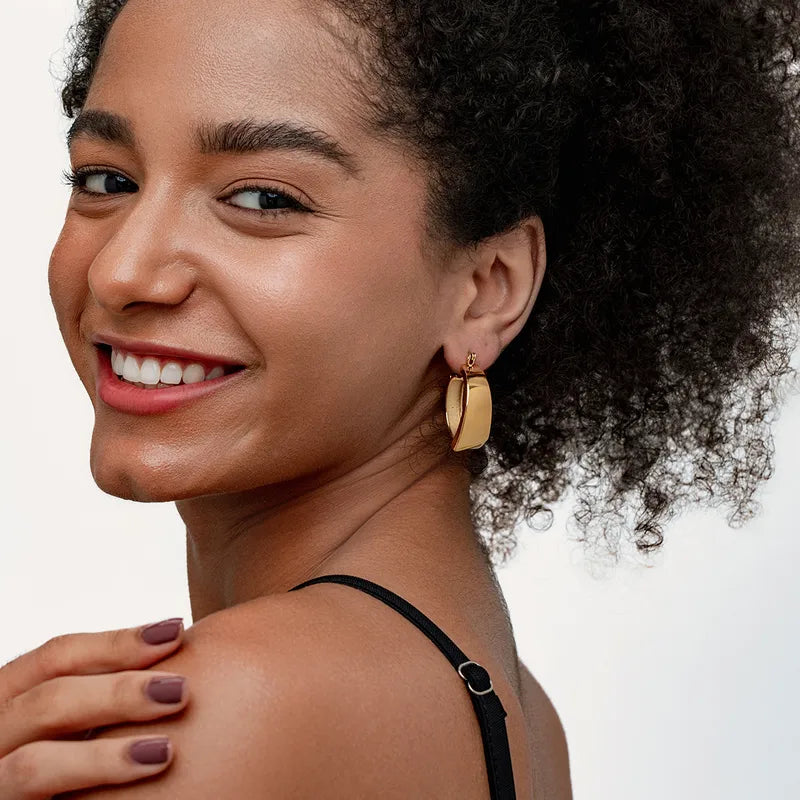 Stainless Steel Geometric Earrings Gold Women's Simple Jewelry Accessories Square Rose Gold