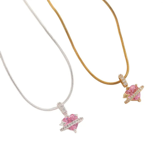 Sweetheart Necklace Valentine's Day Accessories Women's Design Collarbone Chain Pendant Jewelry Rose Gold