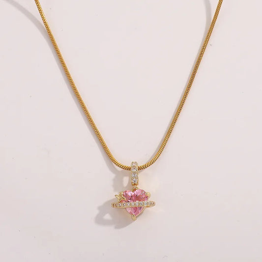 Sweetheart Necklace Valentine's Day Accessories Women's Design Collarbone Chain Pendant Jewelry Rose Gold