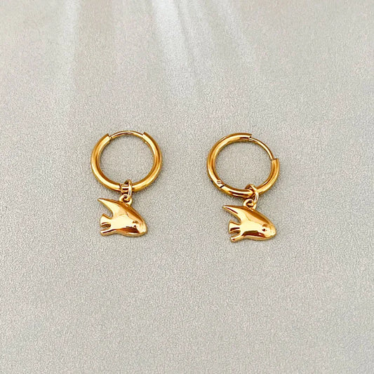 Titanium Steel Earrings For Women Simple Ocean Series Starfish And Whale Shell Inlaid Stainless Steel