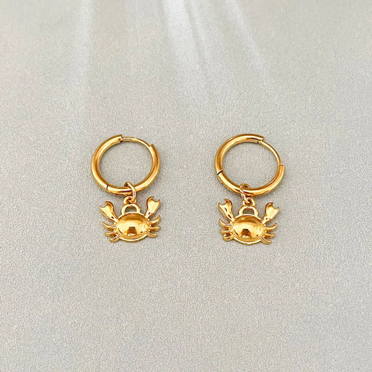 Titanium Steel Earrings For Women Simple Ocean Series Starfish And Whale Shell Inlaid Stainless Steel