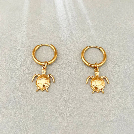 Titanium Steel Earrings For Women Simple Ocean Series Starfish And Whale Shell Inlaid Stainless Steel