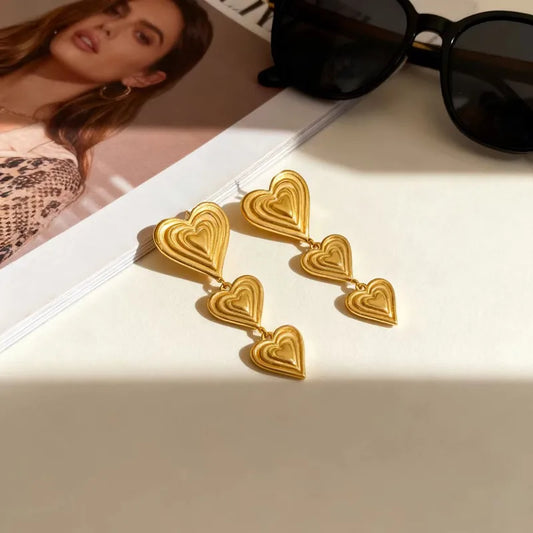 Vacuum Plating (In Furnace) 304 Stainless Steel (Jewelry) Waterproof Non-Fading Plating Christmas New Year Earrings Studs For Women 18K Gold Plated