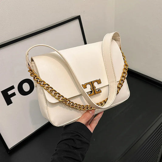 Women's Small PU Solid Color Streetwear Sewing Thread Square Flip Cover Square Bag